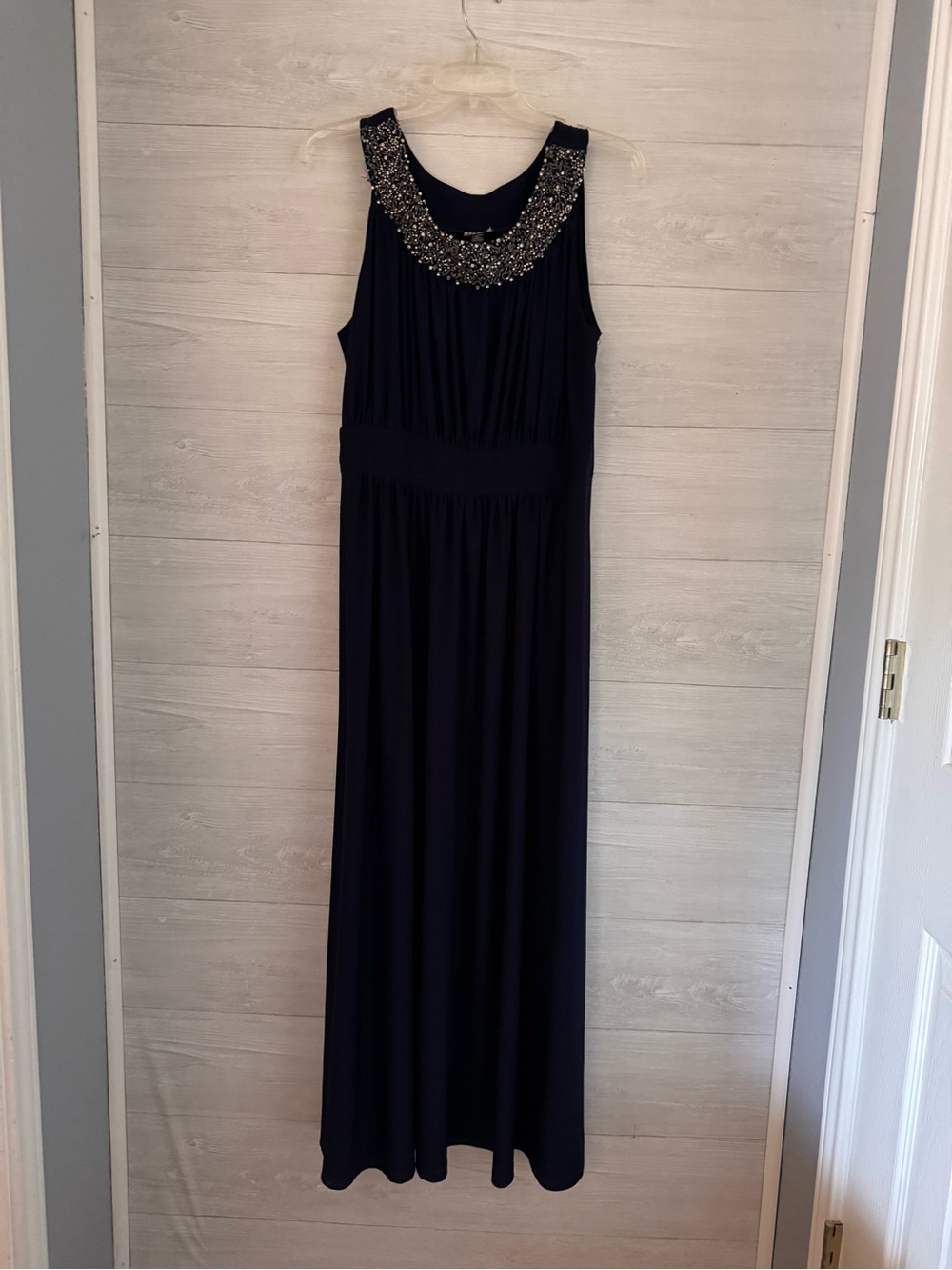 Haani Navy Maxi Dress with Beaded Neckline